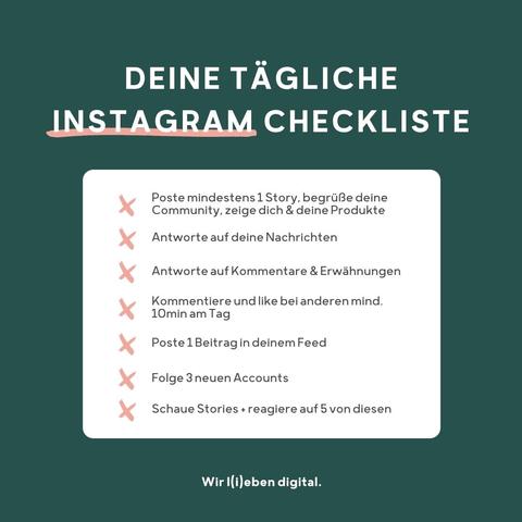 tägliche Instagram Checkliste 